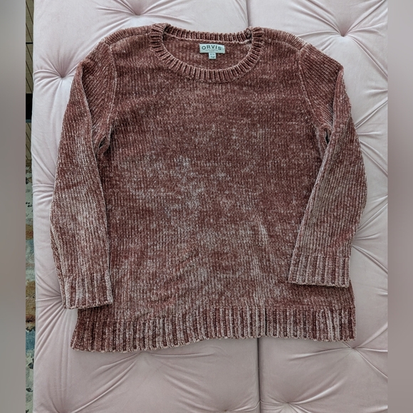 Orvis Pink/Mauve Chenille Sweater Soft Comfortable Warm Cozy - Picture 7 of 8